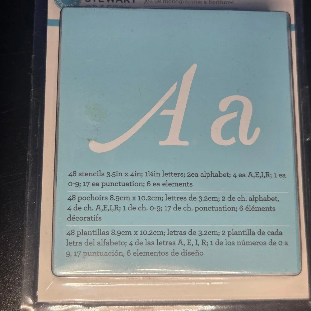 Martha Stewart FolkArt Monogram Letter Stencil Bundle 2pk Blue Green NEW 48pc ea - Picture 2 of 8